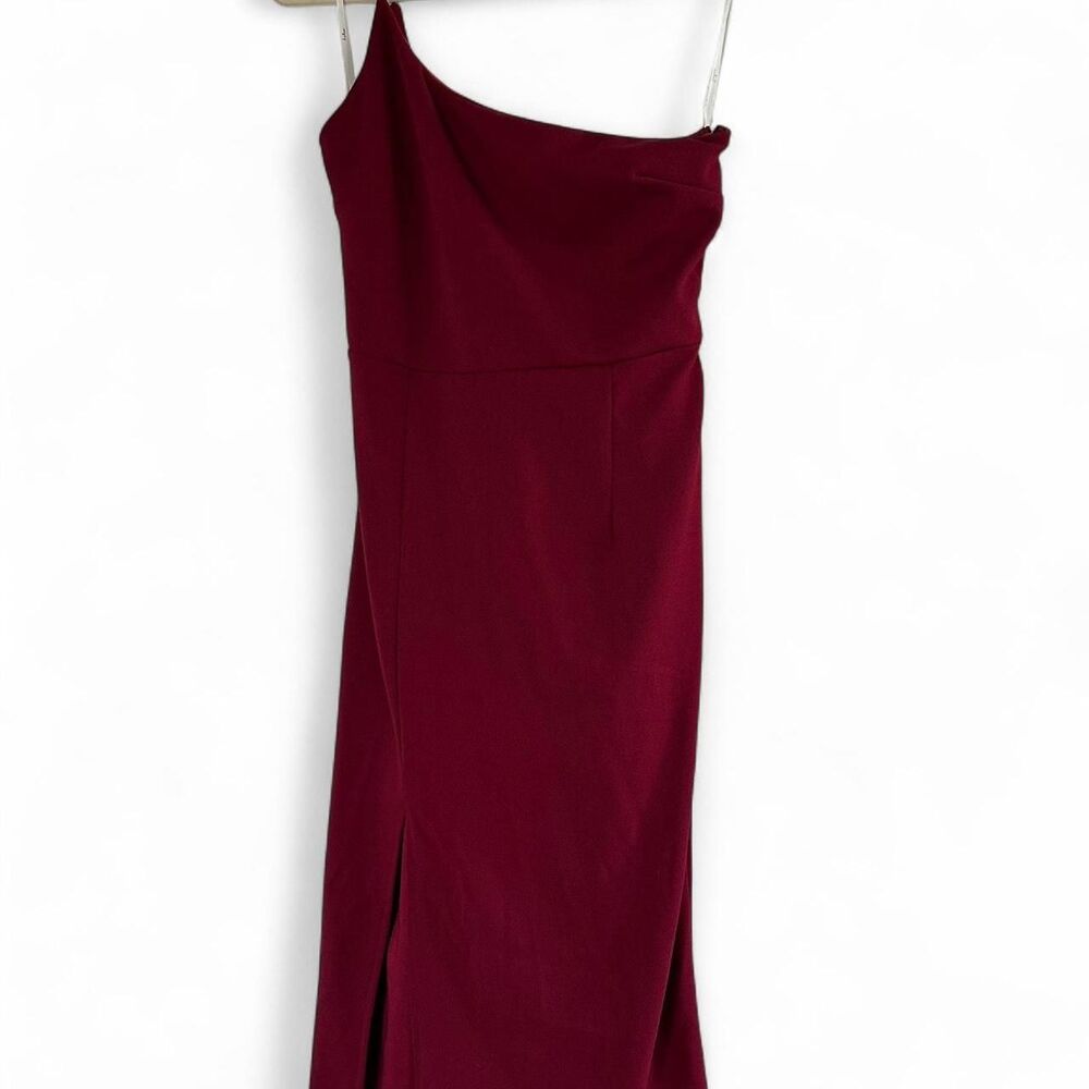 Lulus Burgundy One Shoulder Midi Dress Medium